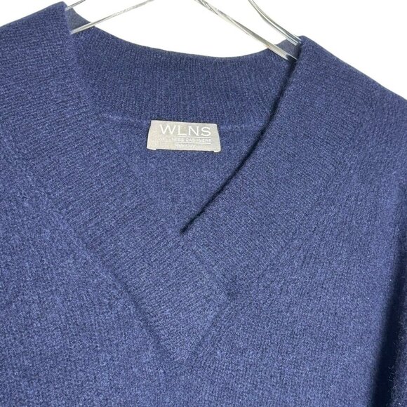 WLNS Wellness cashmere womens size XS cashmere sweater navy blue v-neck SOFT - Picture 3 of 8
